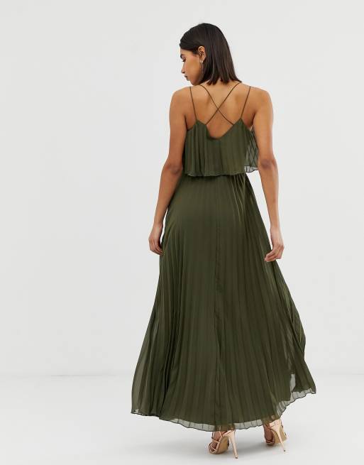 Pleated crop 2024 top maxi dress