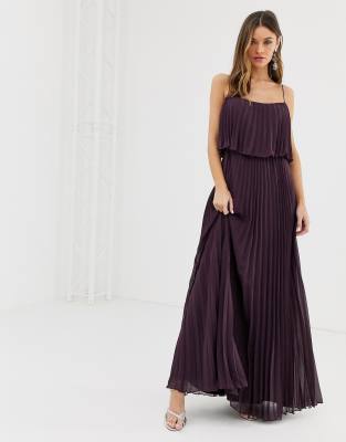 asos design pleated crop top maxi dress