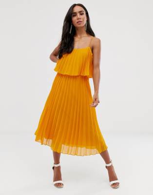 asos design pleated crop top midi dress