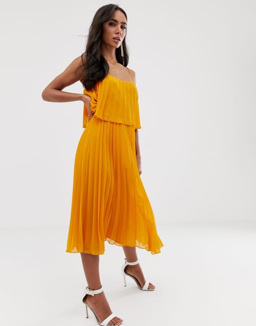 Asos design pleated shop crop top midi dress