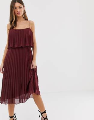 asos design pleated crop top midi dress