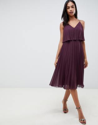 pleated crop top midi dress