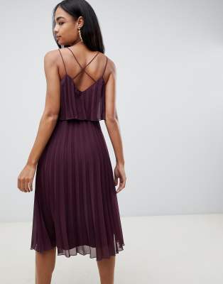 asos design pleated crop top midi dress