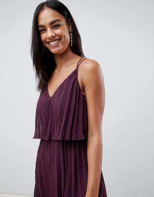 asos design pleated crop top midi dress