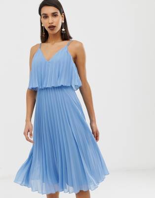 pleated crop top midi dress