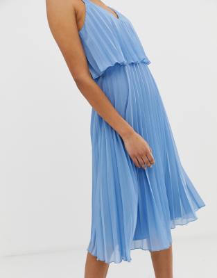 pleated crop top midi dress