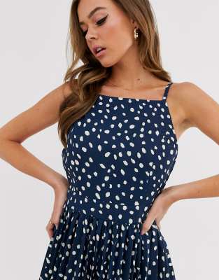 asos navy polka dot dress