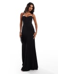 [ASOS DESIGN] ASOS DESIGN pleated cup detail maxi dress with dropped waist in black 10 Black