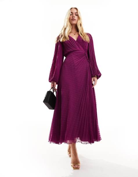 Plum dress hotsell for wedding guest