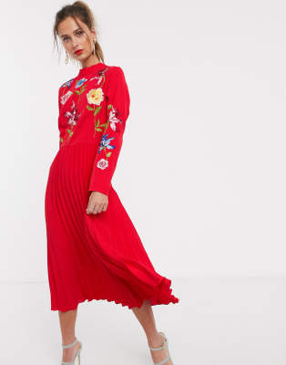 embroidered midi dress