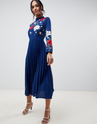 asos design pleated midi dress