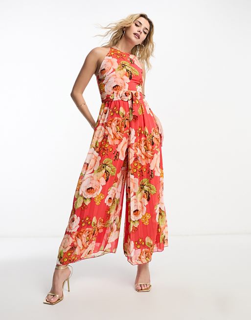 Vintage Floral Rose Print Casual Pleated Belt Midi Dress Vintage Floral Rose Print Casual Pleated Belt Midi Dress