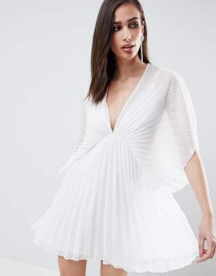asos white pleated dress