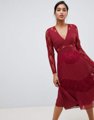 asos design pleated midi dress