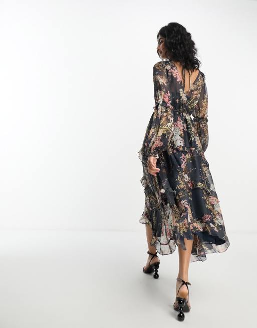 ショッピング大人気 Lace-Trimmed Pleated Long Dress - ワンピース