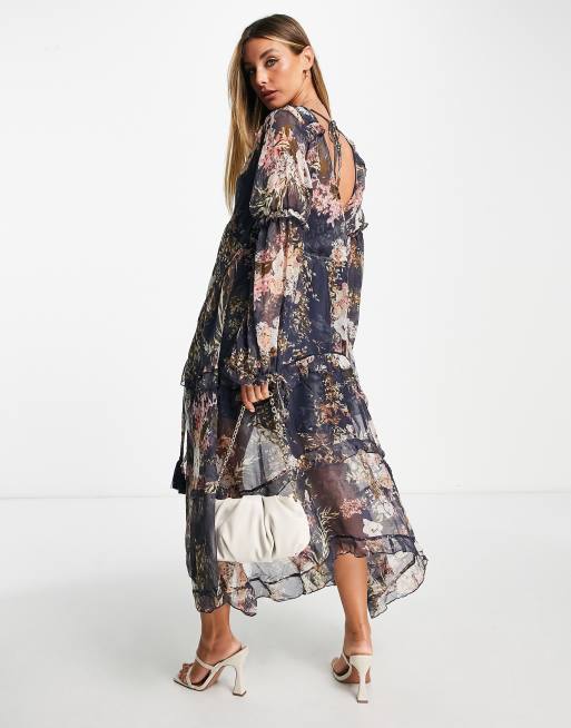 Asos navy floral clearance dress