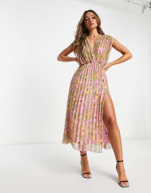 Asos design maxi dress with sales linear sequin and yellow floral beading