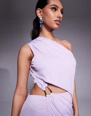 ASOS DESIGN PLEATED MAXI DRESS WITH ASYMMETRIC ONE SHOULDER AND TWIST SKIRT 