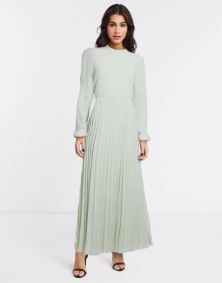 asos design high neck pleated maxi dress
