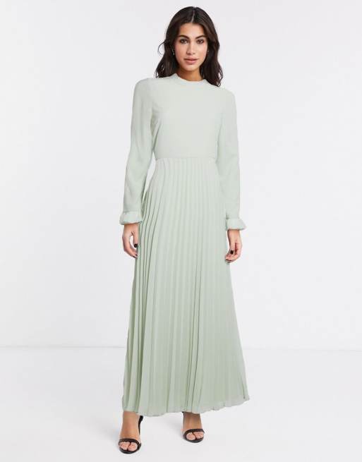 Asos pleated cheap maxi dress