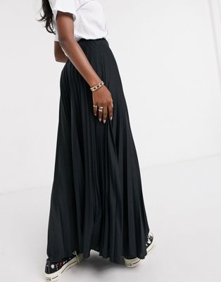 asos black pleated skirt