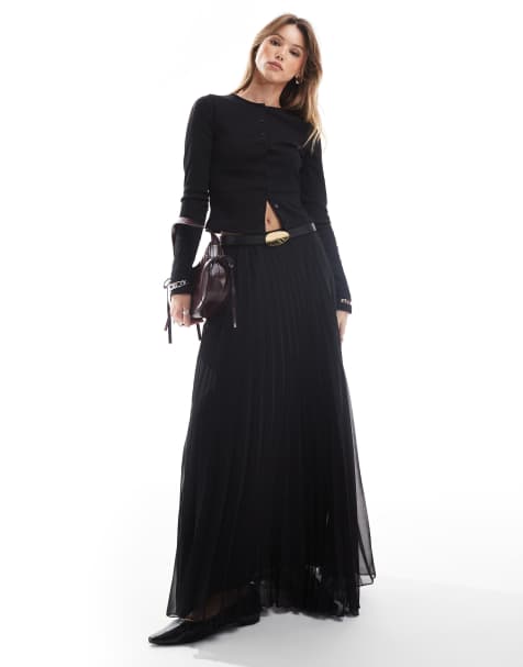 ASOS DESIGN pleated maxi skirt in black - view 1