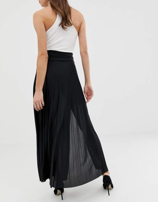 ASOS DESIGN pleated maxi skirt with double split ASOS