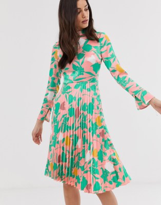 asos design pleated midi dress