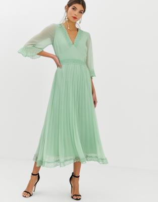 asos design pleated midi dress