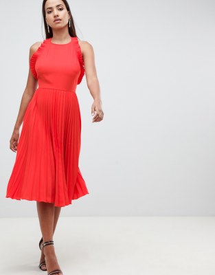 asos design pleated midi dress