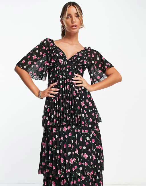 Pink floral dress outlet asos