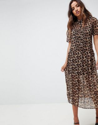 leopard pleated dress