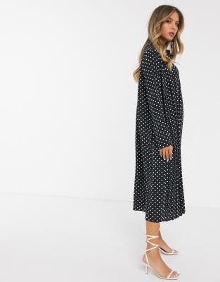 topshop pleated spot shirt dress