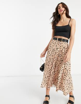 asos design pleated midi skirt