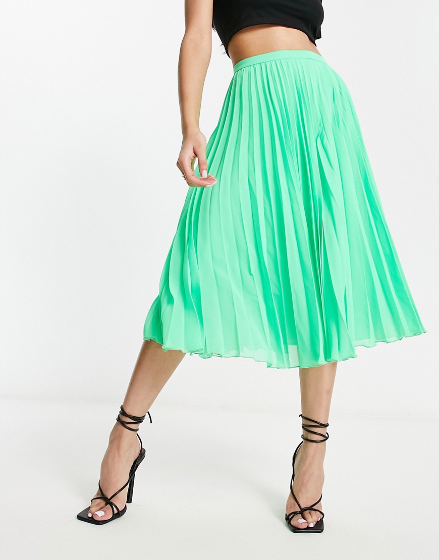 ASOS DESIGN pleated midi skirt in apple green