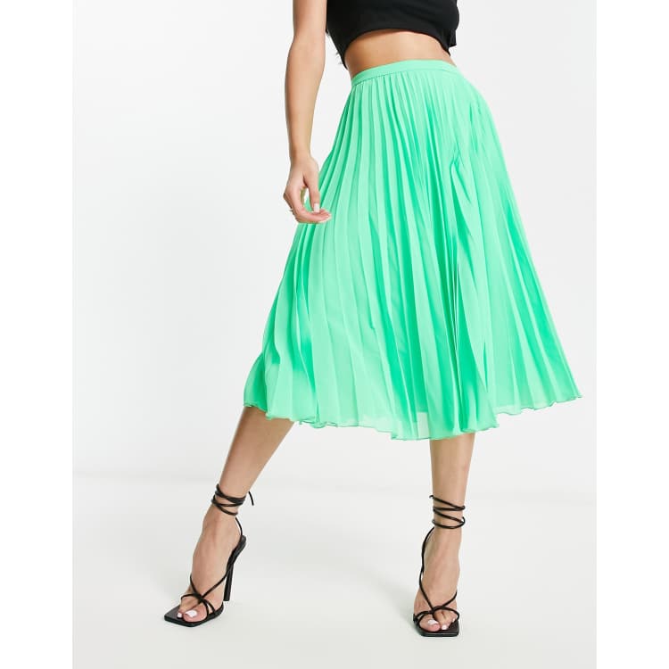 Asos green hot sale pleated skirt