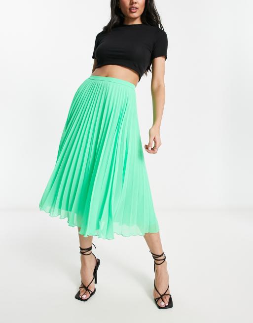 Green pleated shop skirt asos