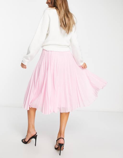 White pleated midi outlet skirt designer