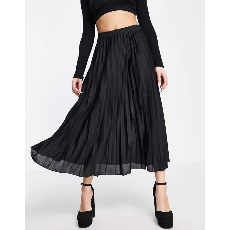 ASOS DESIGN pleated midi skirt in black | ASOS