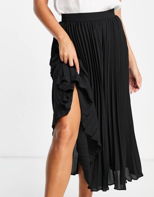 Asos black pleated midi skirt best sale