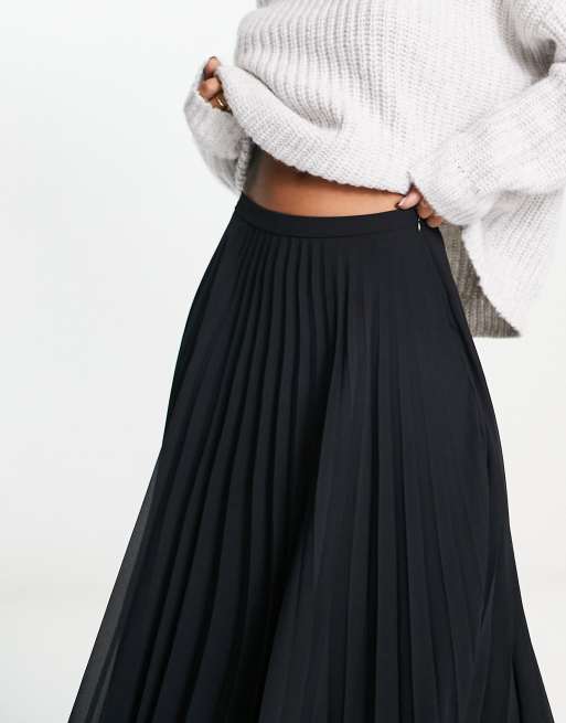 ASOS DESIGN pleated midi skirt in black