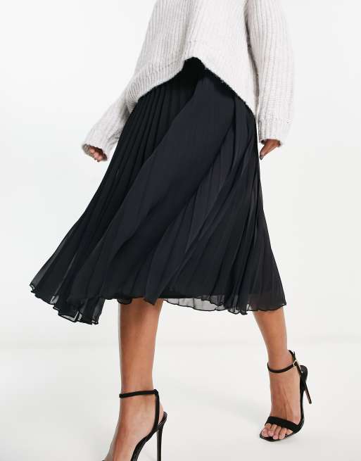 ASOS DESIGN pleated midi skirt in black