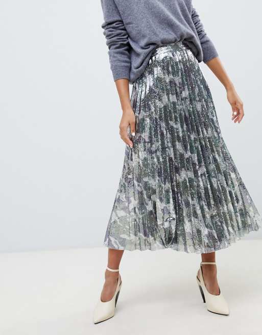 Asos camouflage 2025 pleated skirt