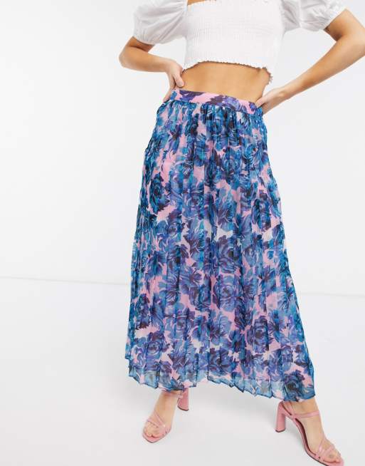 ASOS DESIGN pleated midi skirt in floral print