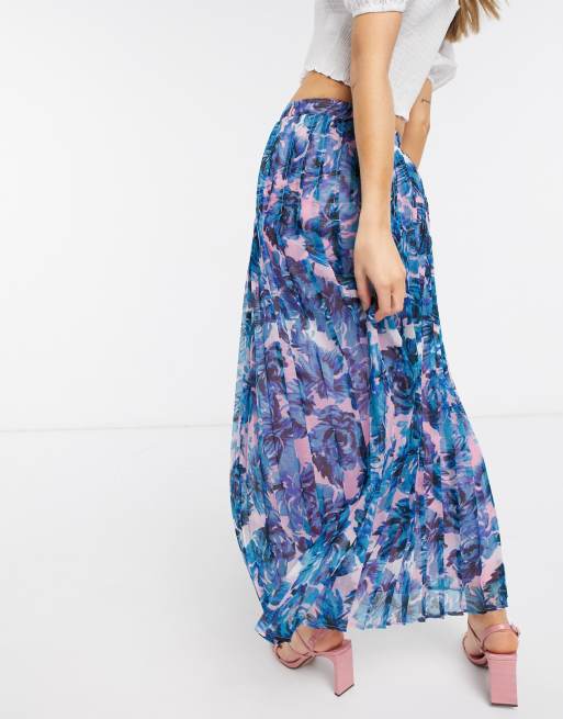 Asos pleated midi skirt in floral print sale