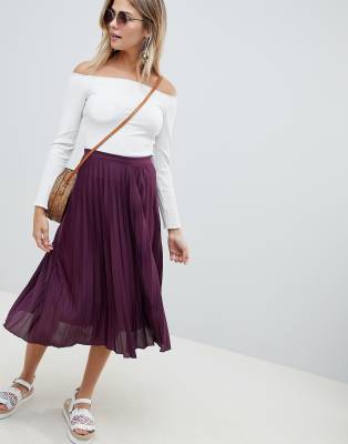 asos design pleated midi skirt