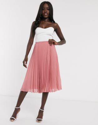 ASOS DESIGN pleated midi skirt in pink 