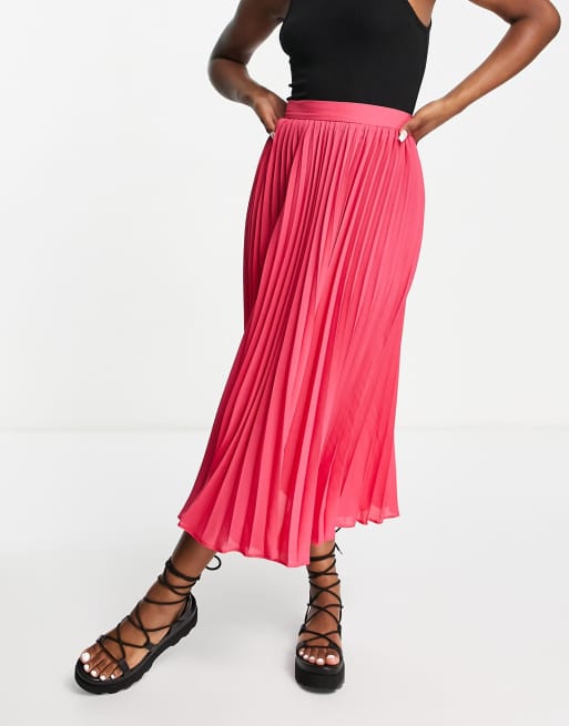 ASOS DESIGN pleated midi skirt in pink