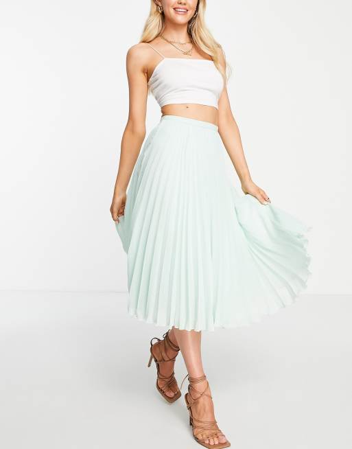 Green pleated hotsell skirt asos