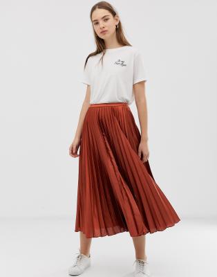 red pleated skirt asos